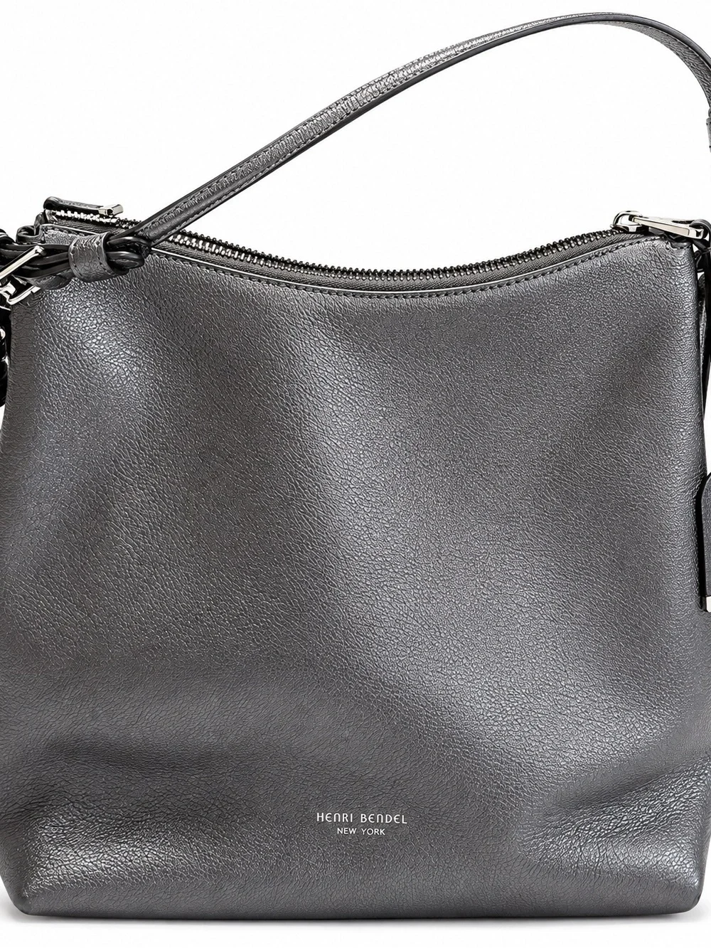 henri bendel Charcoal Leather Crossbody Messenger Bag